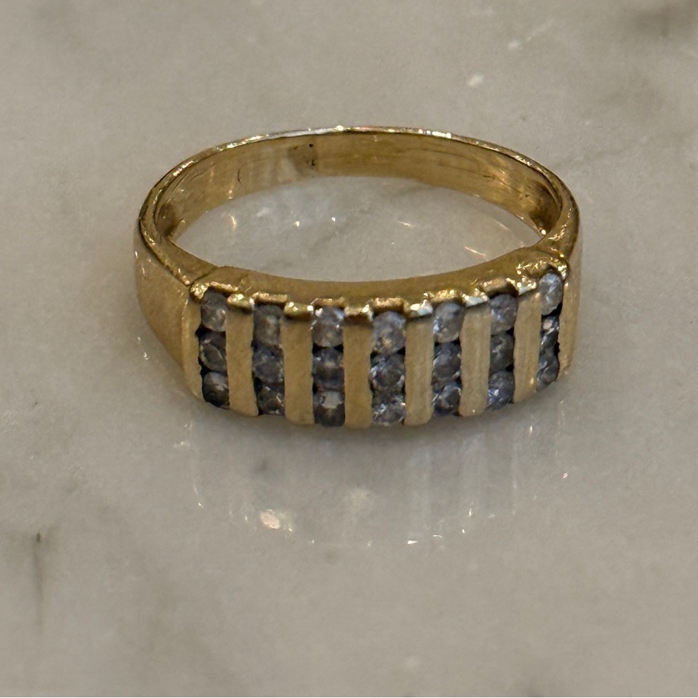 10k GOLD & DIAMOND Two-Row Cluster Band Ring, Circa 1980s–90s - Picture 6 of 6